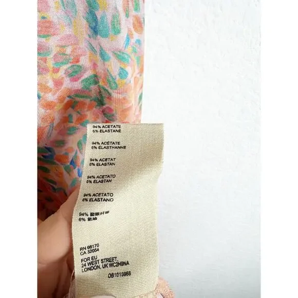 Free People Nowhere To Be Slip Dress Medium Midi Coral Floral Stretch Satin - Picture 6 of 14